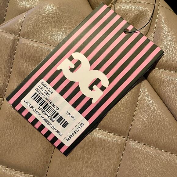 Gilda Paris Weekender Bag Taupe Quilted Travel Tote New With Tags - Picture 5 of 11